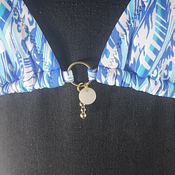 Beach Melissa Odabash Sky Blue Lined Nylon Span Poly Halter Bikini Swim Top Sz S - Picture 4 of 16